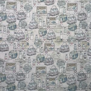 Vintage Style Milk Bottle Cotton Fabric - Brother Sister Design Studio - 1/2 YD